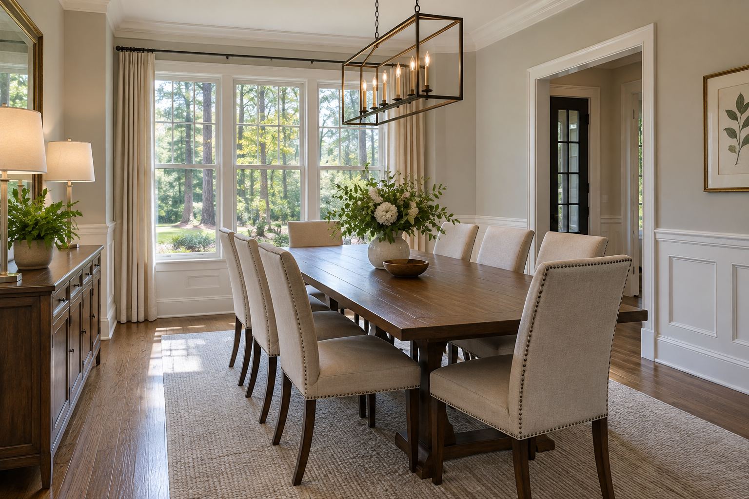 A bright Piedmont home dining room, illustrative
